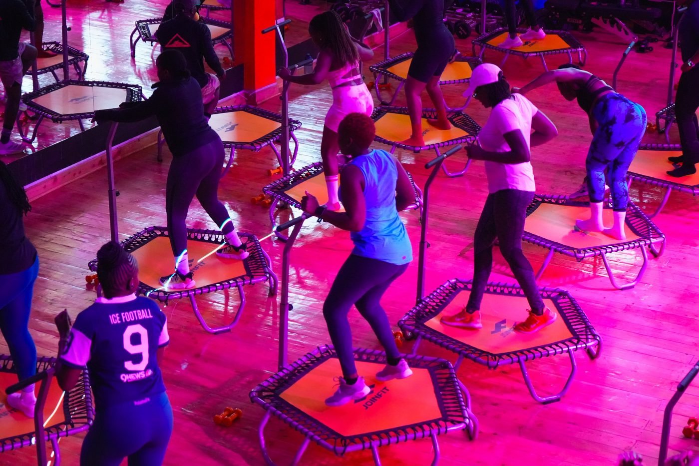 Trampoline fitness class
